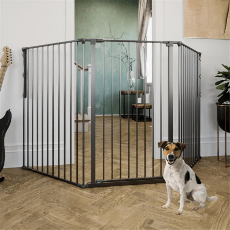 Puerta para mascotas extensible y extra alta Rocky L de Dogspace, color negro (90-223 cm)